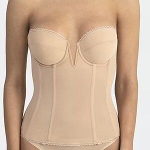 Dominique long-line low back plunge bridal corset bra, 40F